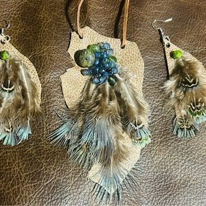 Bohemian Feather and Bead Earrings